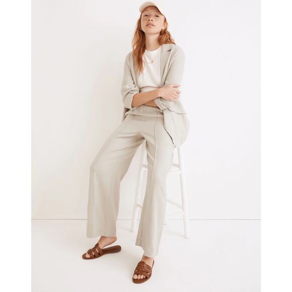 Madewell Linen Breeze Woven Pull-On High Rise Straight Pants in Sage Sz S - Picture 1 of 9